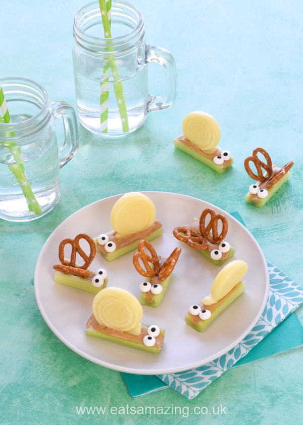 How to make easy celery bugs - great kids party food for a garden or bug themed party